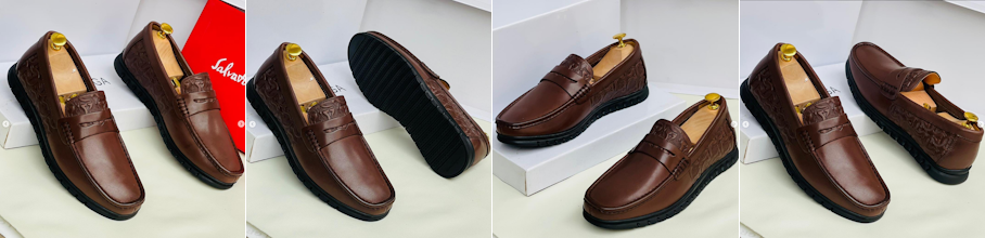 Men brown loafers shoes.