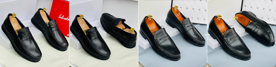 Men black loafers shoes.